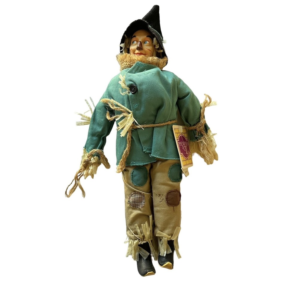 Vintage Wizard of Oz Scarecrow Doll Halloween Decor Hamilton Gifts w Tag 1987